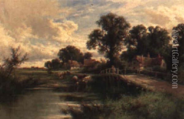 On The Thames Near Marlow Oil Painting - Henry H. Parker