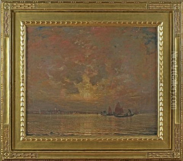 Moonrise On The Lagoon, Venice Oil Painting - Hermann Dudley Murphy