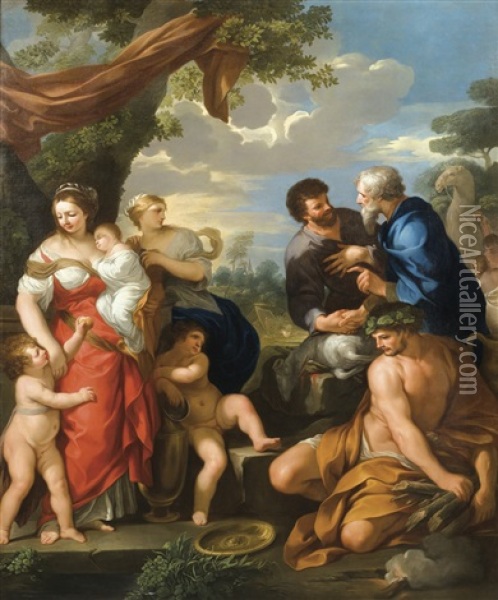 La Reconciliation De Jacob Et Laban Oil Painting - Ciro Ferri