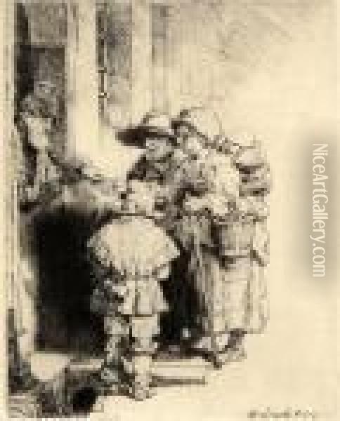 Beggar At The Door Oil Painting - Rembrandt Van Rijn