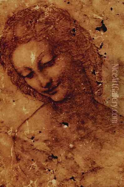 Head of Leda 2 Oil Painting - Leonardo Da Vinci