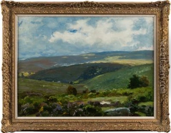 A Dartmoor Valley Oil Painting - Thomas Edwin Mostyn