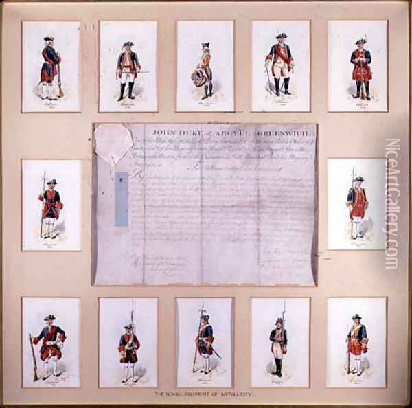 Uniforms of the Royal Regiment of Artillery Oil Painting - Richard Simkin