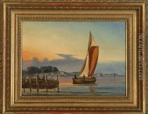 Coastal Scenery At Sunset Oil Painting - Carl Julius Emil Olsen