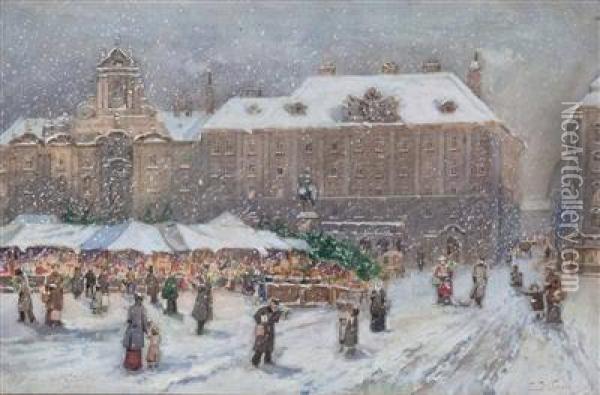 Wiener Marktmotive Im Winter Oil Painting - Emmerich Kirall