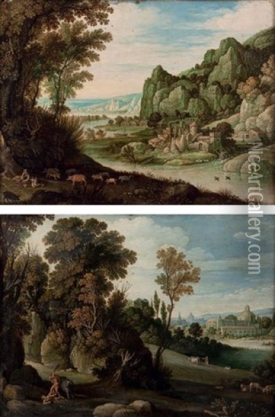 Hercule Et Cacus (+ Le Fils Prodigue Gardant Ses Troupeaux; Pair) Oil Painting - Marten Ryckaert