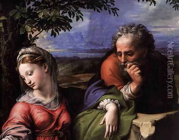 Holy Family below the Oak (detail) Oil Painting - Raffaelo Sanzio