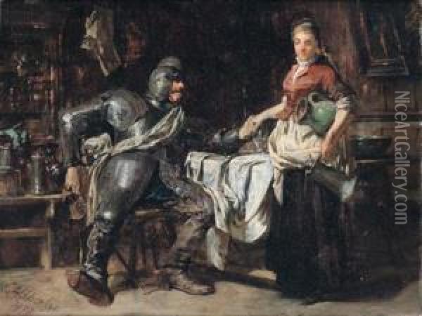 Der Ritter Und Das Madchen Oil Painting - Carl Von Haberlin