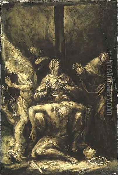 The Pieta Oil Painting - Pier Francesco Mazzuchelli (see Morazzone)