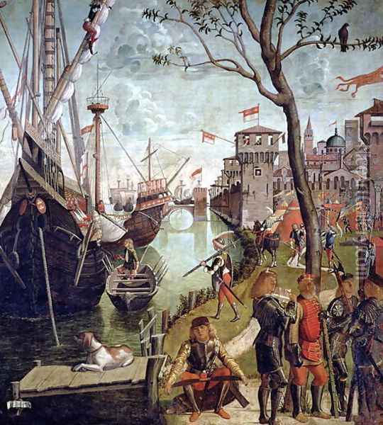 Arrival of St.Ursula during the Siege of Cologne, from the St. Ursula Cycle, 1498 Oil Painting - Vittore Carpaccio