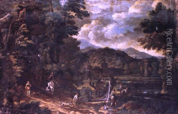 Paesaggio Con Taglialegna Oil Painting - Jan Frans van Bloemen