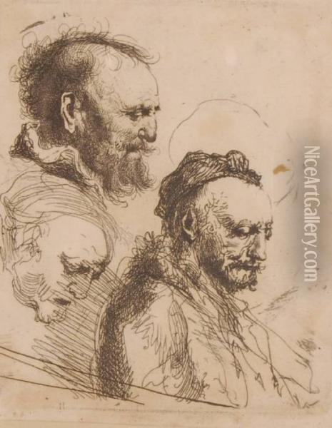 After Rembrandt Etching Oil Painting - Rembrandt Van Rijn