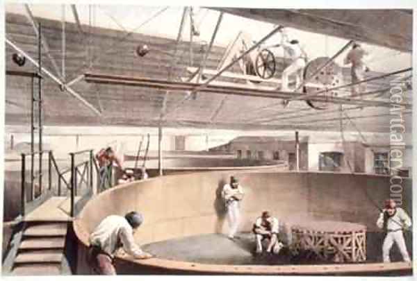 Coiling the telegraph cable in the tanks at the works in Greenwich Oil Painting - Robert Dudley