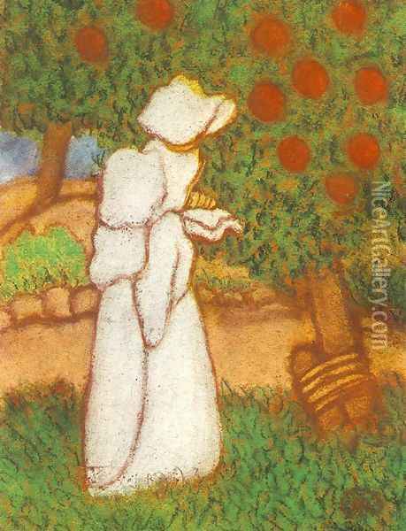 Woman Dressed in White 1896 Oil Painting - Jozsef Rippl-Ronai
