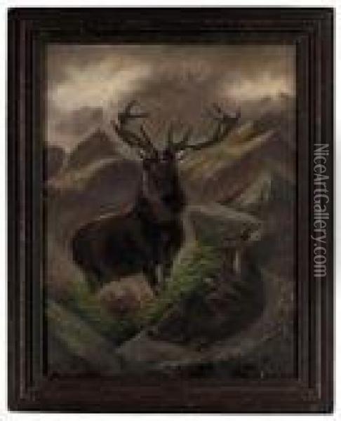 Monarch Of The Glen Oil Painting - Robert Cleminson