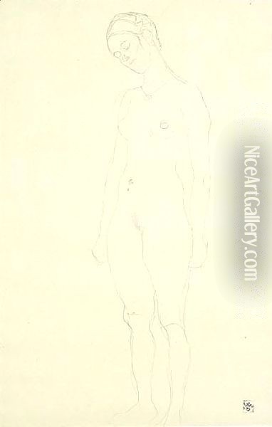 Stehender Akt Nach Links Oil Painting - Gustav Klimt