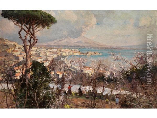 Der Golf Von Napoli Im Fruhling Oil Painting - Attilio Pratella
