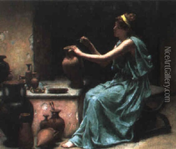 A Greek Urn Painter Oil Painting - Reginald Ernest Arnold