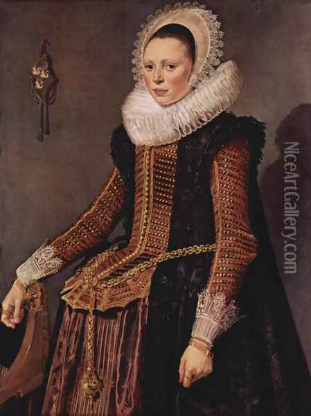 Portrait of a woman with lace collar and hood Oil Painting - Frans Hals