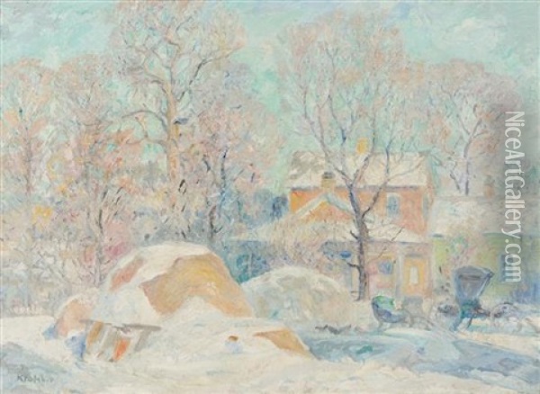 Winter Landscape Oil Painting - Albert H. Krehbiel