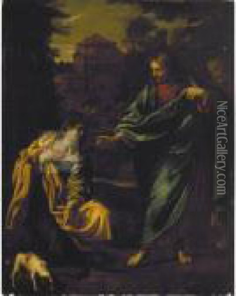 Christ And The Woman Of Canaan Oil Painting - Annibale Carracci