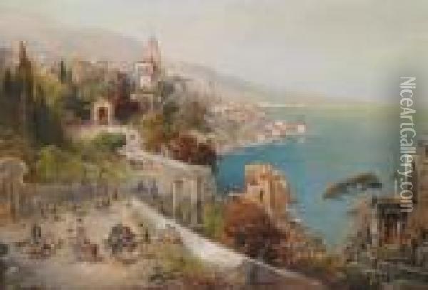 Southern Italiancoastal Landscape Oil Painting - Robert Alott