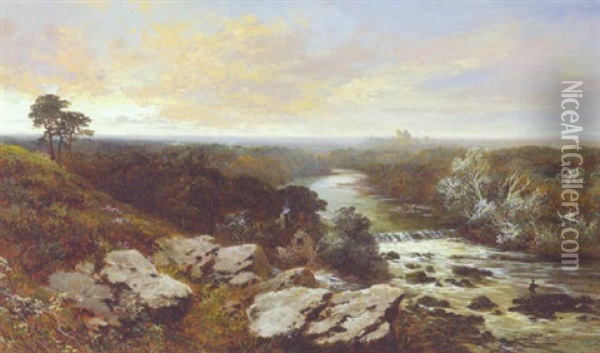 An Angler In An Extensive Landscape, Richmond Beyond Oil Painting - Edward H. Niemann