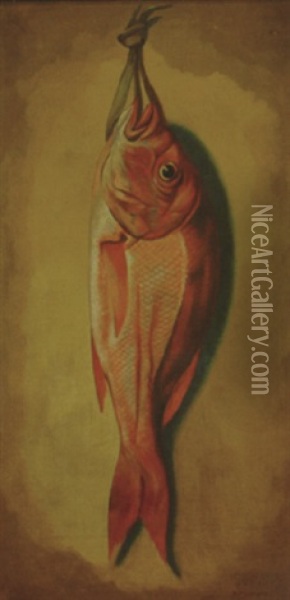 Nature Morte - Redfish Oil Painting - Louis Adolph Winterhalder