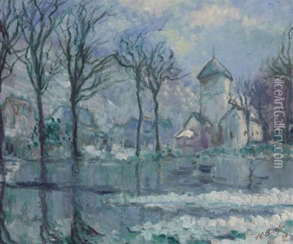 The Mill In The Flood, Giverny Oil Painting - Theodore Earl Butler