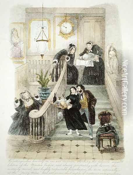 Illustration from Visitation of a London Exquisite to his Maiden Aunts in the Country, published 1859 4 Oil Painting - Theo