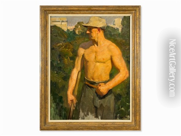 Young Laborer Oil Painting - Arthur Kampf