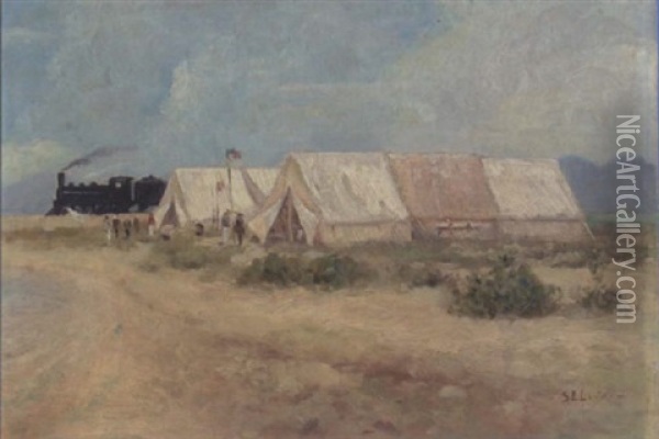 Surveyor's Camp Oil Painting - Sandor Landeau