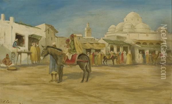 Mosquee De Sidi Mehrez, Tunis Oil Painting - Charles Lallemand