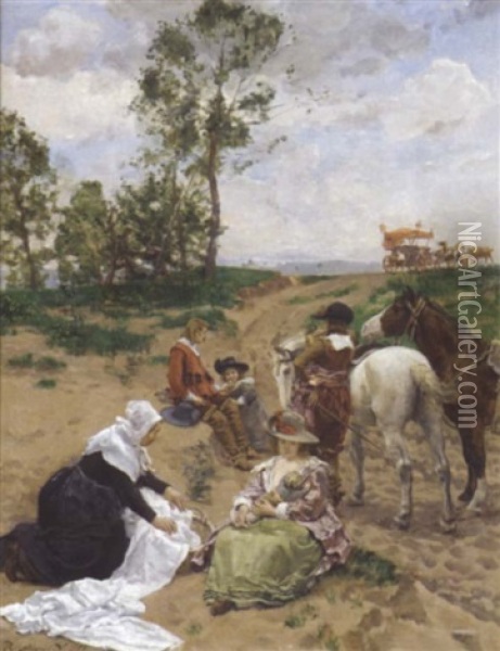 Die Rast Oil Painting - Robert Von Steiger