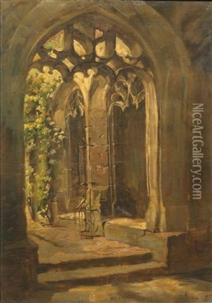 Blick In Einen Gotischen Kreuzgang Oil Painting - Friedrich von Keller