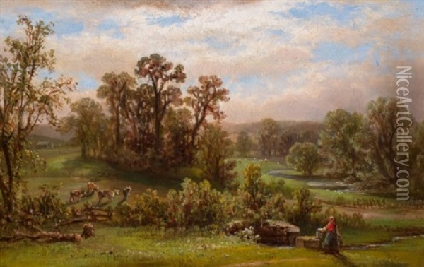 A Day On The Farm Oil Painting - William Mason Brown