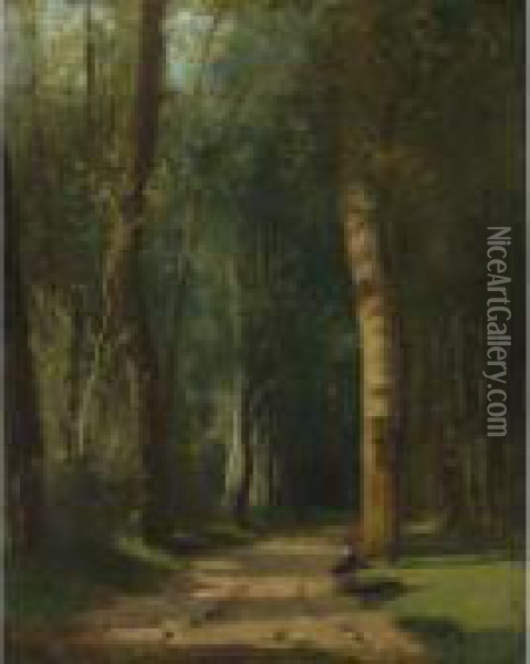 Allee Dans Une Foret Oil Painting - Camille Pissarro