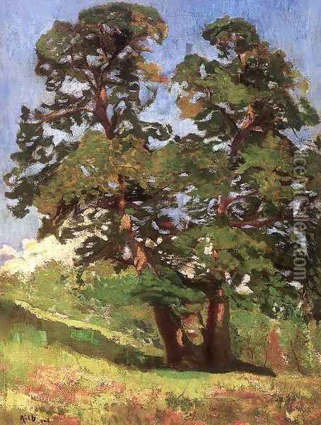 Sunlit Tree at Nagybanya 1903 Oil Painting - Alfred Rethel