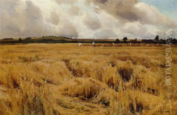Harvesters Oil Painting - Arthur William Redgate
