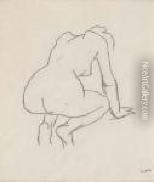 Study Of Crouching Nude Oil Painting - Samuel John Peploe