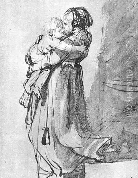 Saskia with a Child Oil Painting - Rembrandt Van Rijn