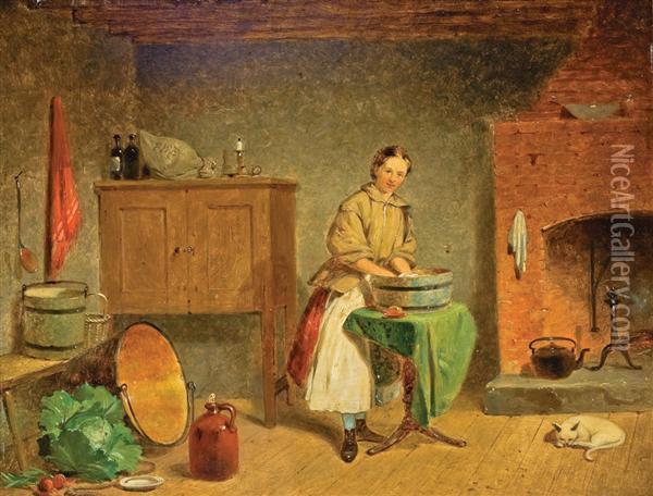 Dame In Kitchen Oil Painting - Francis W. Edmonds