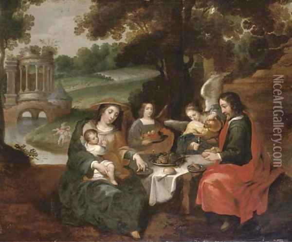 The Rest on the Flight into Egypt Oil Painting - Willem van, the Elder Herp