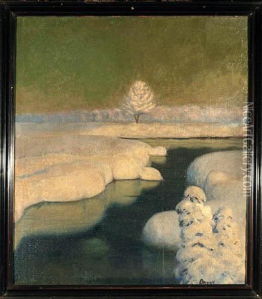 Zimowy Potok Oil Painting - Edward Doregowski