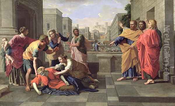 The Death of Sapphira Oil Painting - Nicolas Poussin