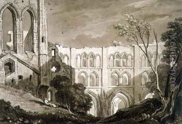 Rivaulx Abbey, from the Liber Studiorum, engraved by Henry Dawe, 1812 Oil Painting - Joseph Mallord William Turner