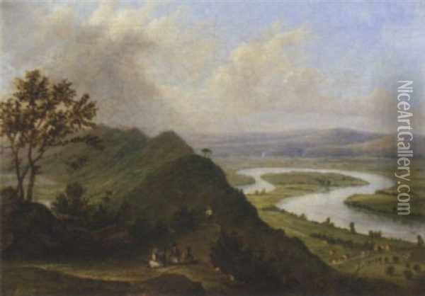 Where Two Rivers Meet, The Severn And Avon, Near Newnham Oil Painting - Anne Gibson (Bennett) Nasmyth