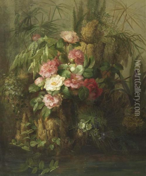 Stilleben Mit Blumen. Oil Painting - Maria Teresa Hegg