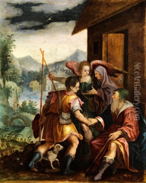 Abraham Entlasst Seinen Sohn Ismael Oil Painting - Giovanni Soens
