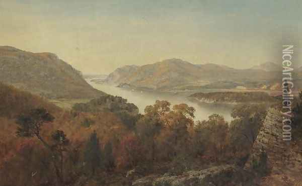 View of Hudson River from Ruins at Fort Putnam Oil Painting - David Johnson